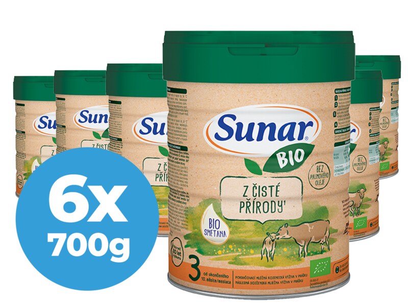 Sunar BIO 3 batolecí mléko 6x700 g
