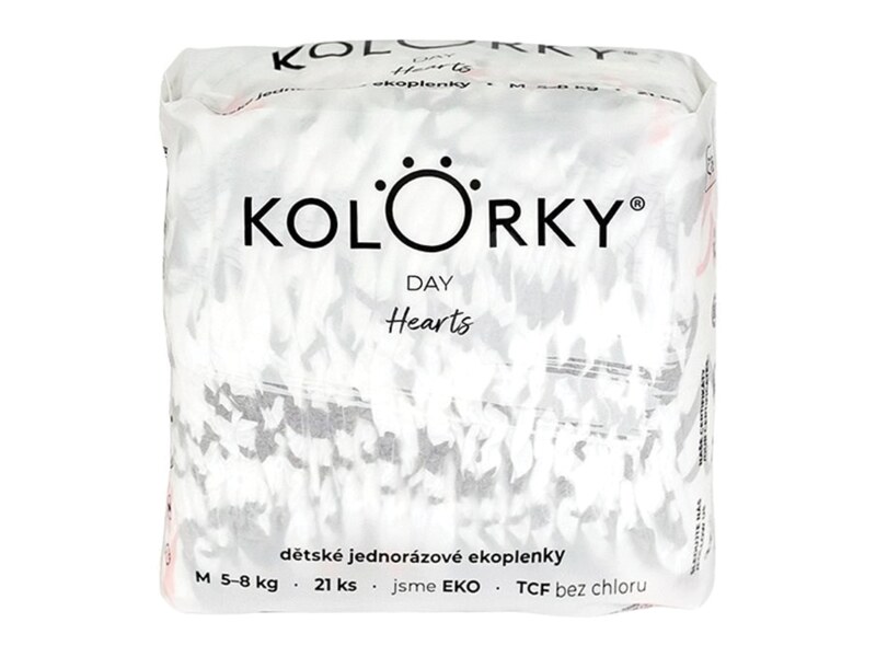 Kolorky Day dětské plenky eko Srdce M 5-8 kg 21 ks
