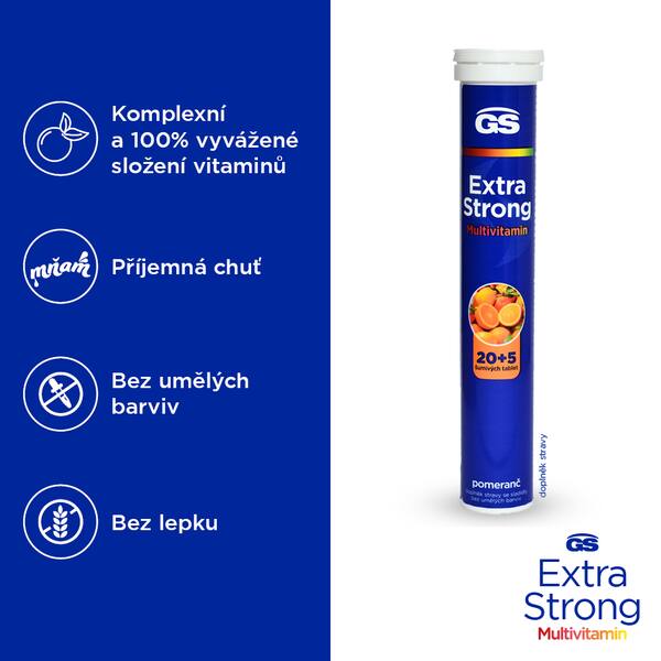 GS Extra Strong multivitamin pomeranč 20+5 šumivých tablet