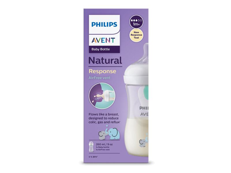 Philips Avent Natural Response kojenecká láhev s ventilem od 1. měsíce slon 260 ml
