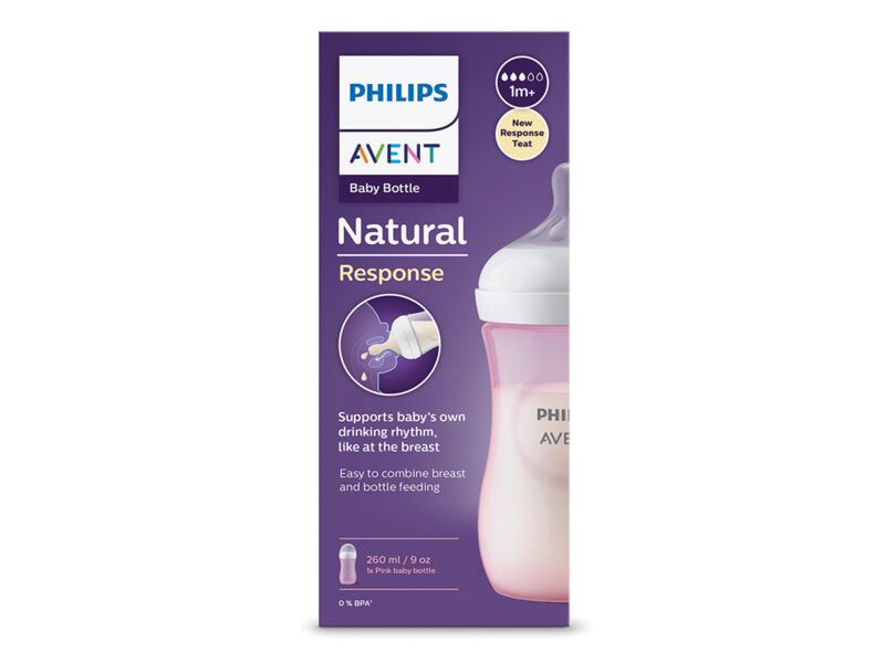 Philips Avent Natural Response kojenecká láhev od 1. měsíce růžová 260 ml