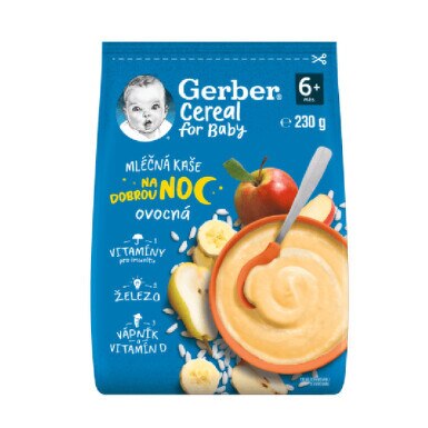 Gerber Cereální mléčná kaše na dobrou noc s ovocem 6+ měsíců 230 g