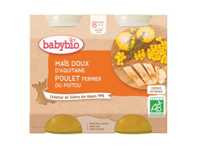 Babybio Sladká kukuřice s kuřecím masem 2x200 g