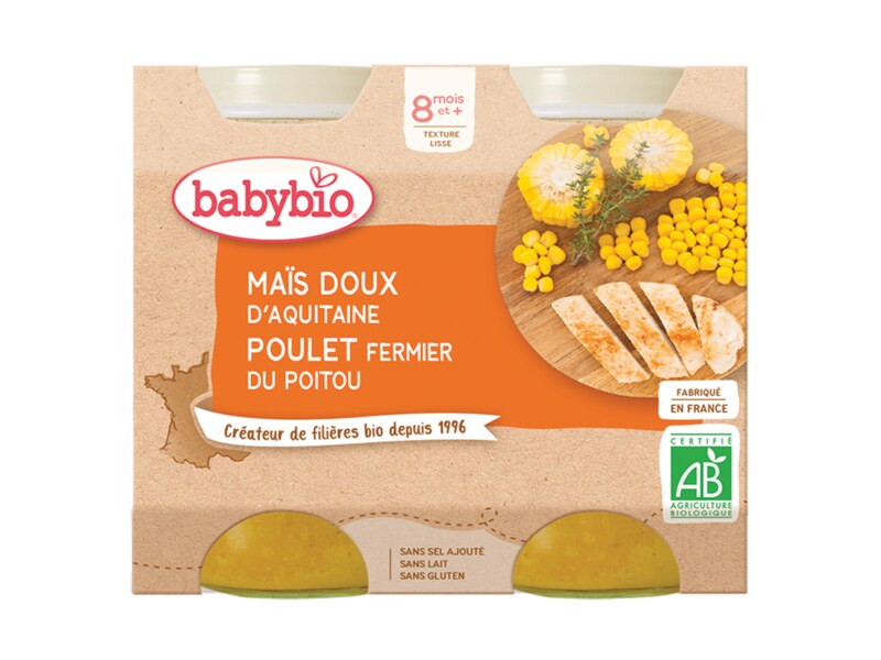 Babybio Sladká kukuřice s kuřecím masem 2x200 g
