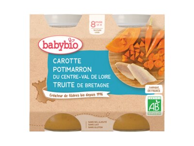 Babybio Mrkev a dýně se pstruhem 2x200 g Babybio Mrkev a dýně se pstruhem 2x200 g