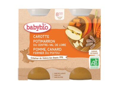 Babybio Mrkev s dýní, jablkem a kachním masem 2x200 g