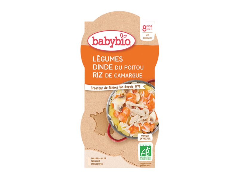 Babybio Zelenina s krůtím masem a rýží 2x200 g