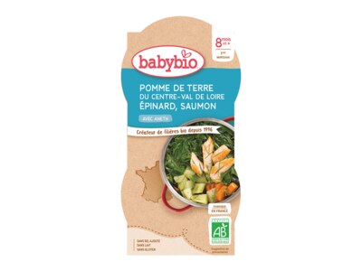 Babybio Brambory se špenátem a lososem 2x200 g