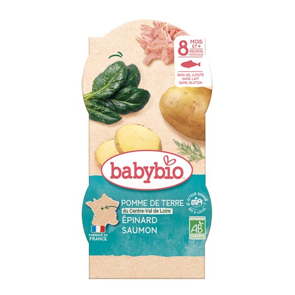 Babybio Brambory se špenátem a lososem 2x200 g Babybio Brambory se špenátem a lososem 2x200 g