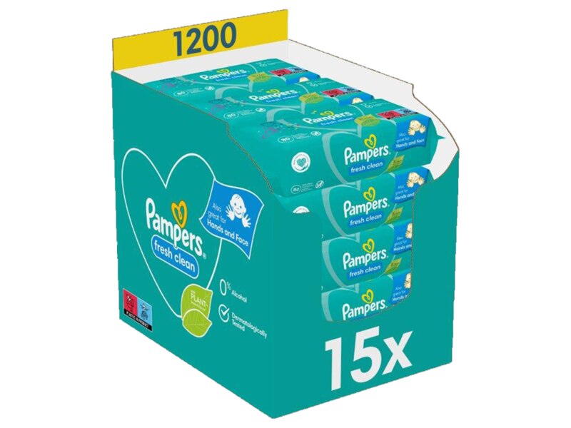 Pampers Fresh Clean vlhčené ubrousky 15x80 ks Pampers Fresh Clean vlhčené ubrousky 15x80 ks