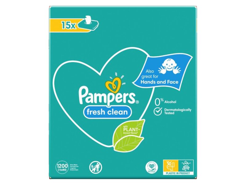 Pampers Fresh Clean vlhčené ubrousky 15x80 ks Pampers Fresh Clean vlhčené ubrousky 15x80 ks