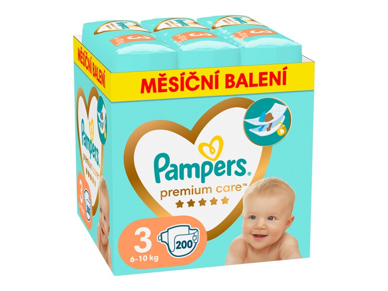 Pampers Premium Care vel. 3 (6 - 10 kg) plenky měsíční balení 200 ks