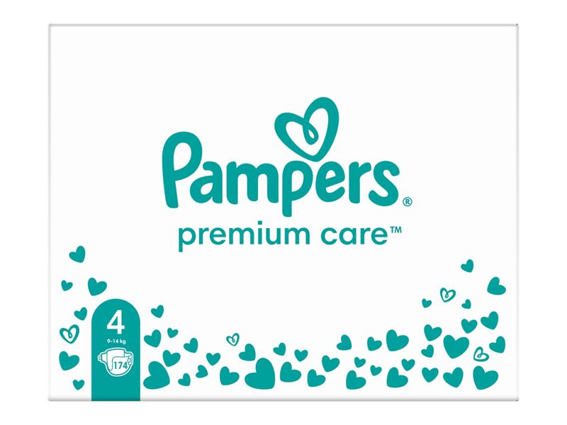Pampers Premium Care vel. 4 (9-14 kg) plenky měsíční balení 174 ks