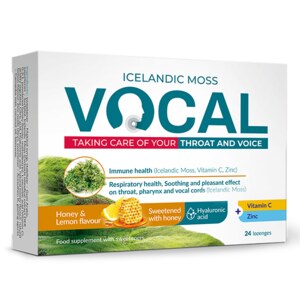 Vocal HA Pastilky s příchutí medu a citronu 24 ks