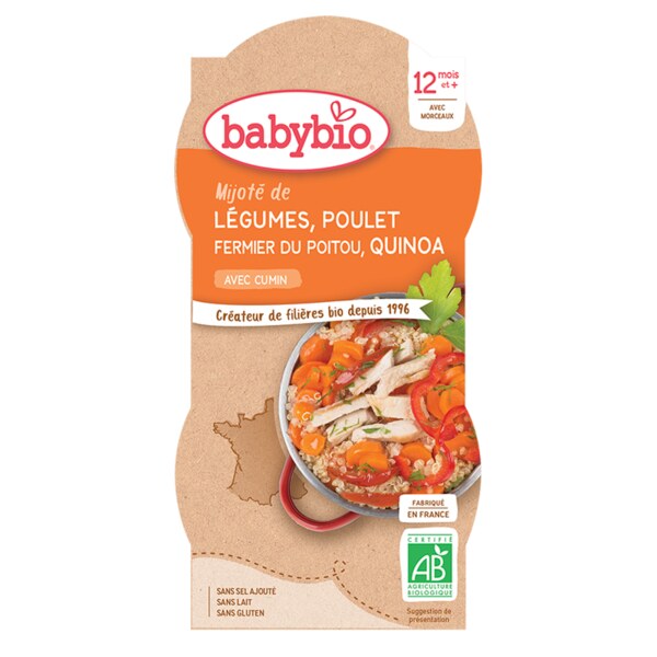 Babybio Zelenina s kuřetem a quinoou 2x200 g