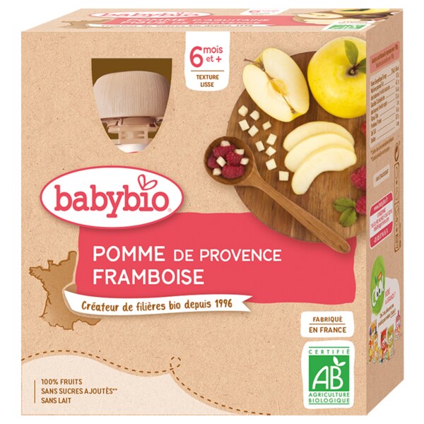 Babybio Jablečné pyré s malinou 4x90 g