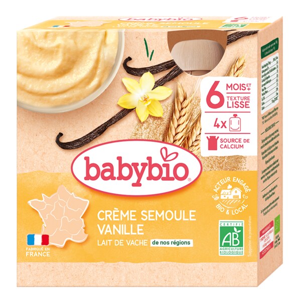 Babybio Mléčná svačinka s krupicí a vanilkou 4x85 g