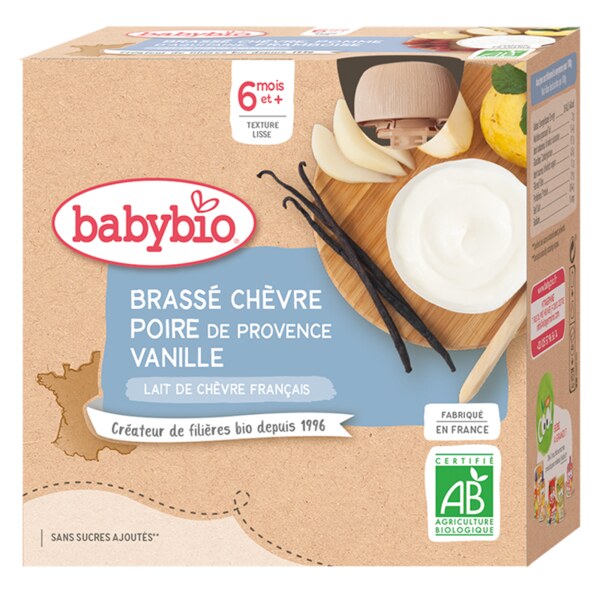 Babybio Mléčná svačinka z kozího mléka s hruškou a vanilkou 4x85 g