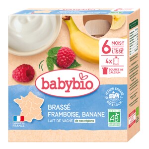Babybio Mléčná svačinka s malinou a banánem 4x85 g