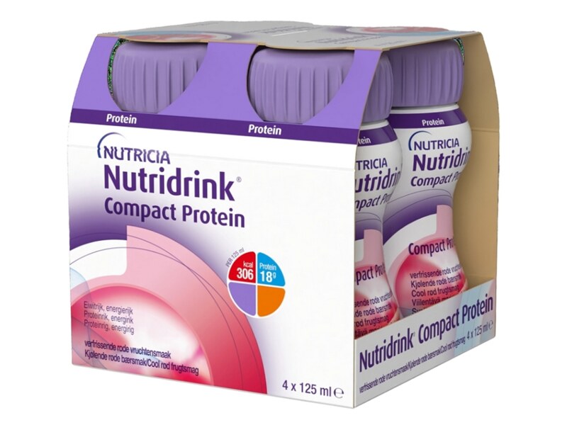 Nutridrink Compact Protein nápoj s příchutí chladivého červeného ovoce 4x125 ml