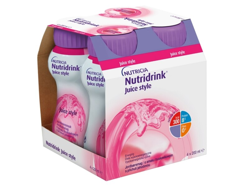 Nutridrink Juice Style nápoj s jahodovou příchutí 4x200 ml
