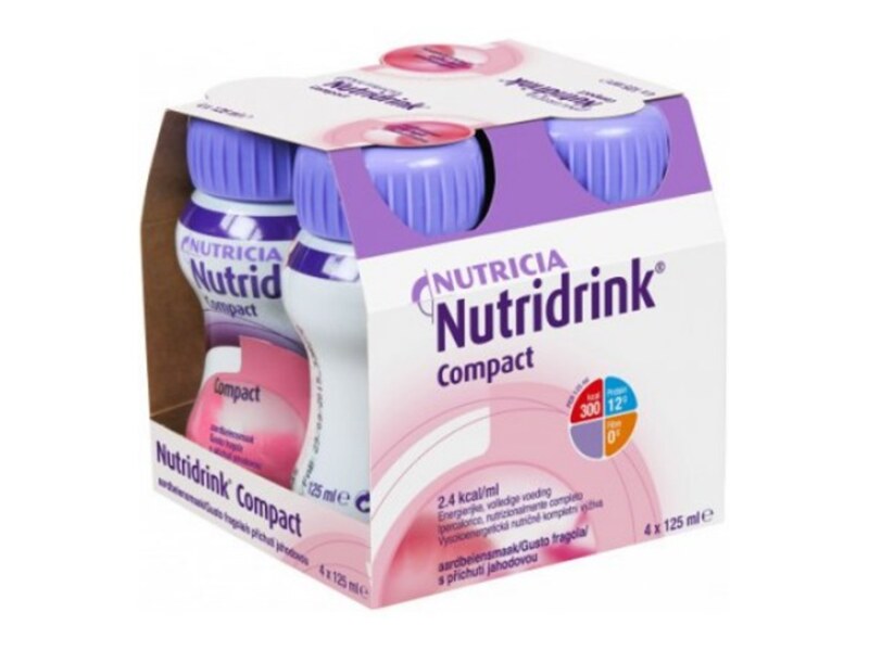 Nutridrink Compact nápoj s jahodovou příchutí 4x125 ml