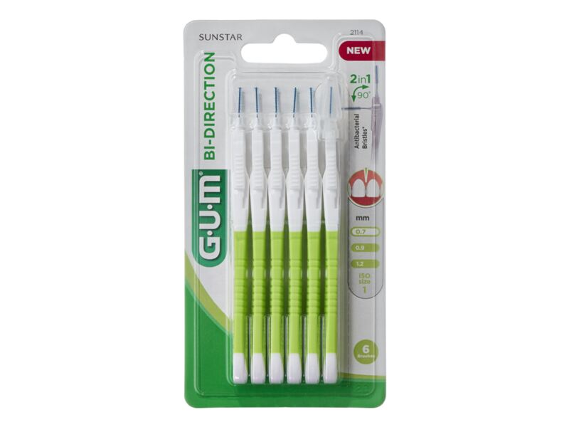 Gum Bi- Direction mezizubní kartáček 0,7 mm zelená s ohebným kloubem 6 ks Gum Bi- Direction mezizubní kartáček 0,7 mm zelená s ohebným kloubem 6 ks