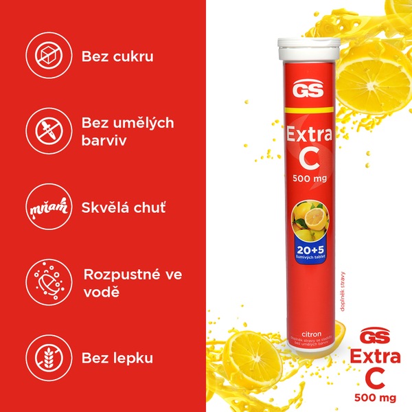GS Extra C 500 citron 20+5 šumivých tablet