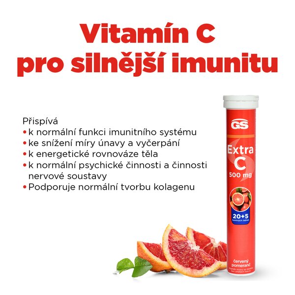 GS Extra C 500 červený pomeranč 20+5 šumivých tablet GS Extra C 500 červený pomeranč 20+5 šumivých tablet