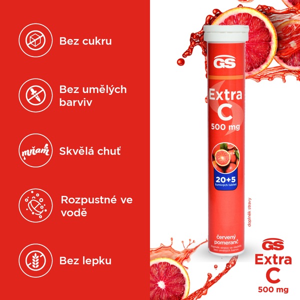 GS Extra C 500 červený pomeranč 20+5 šumivých tablet