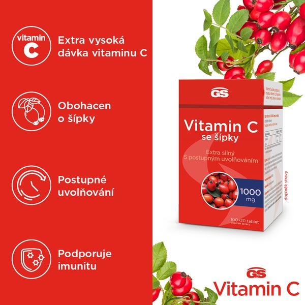 GS Vitamin C 1000 mg se šípky 100+20 tablet