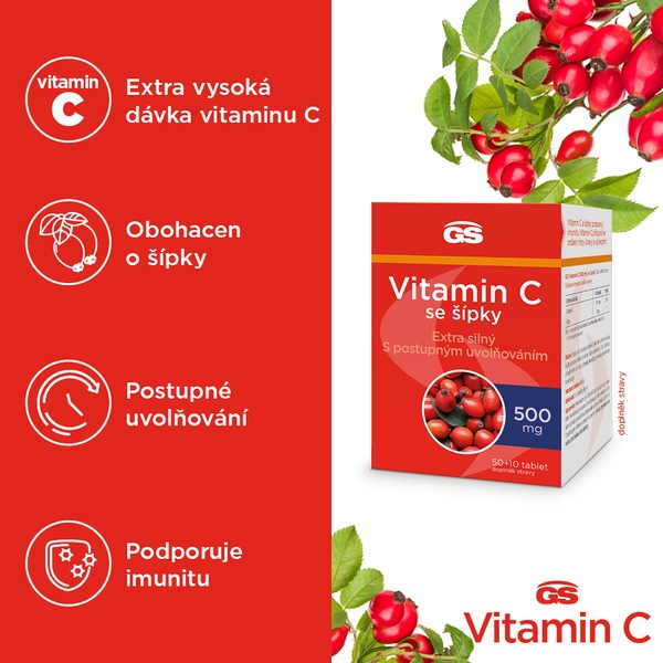 GS Vitamin C 500 mg se šípky 50+10 tablet