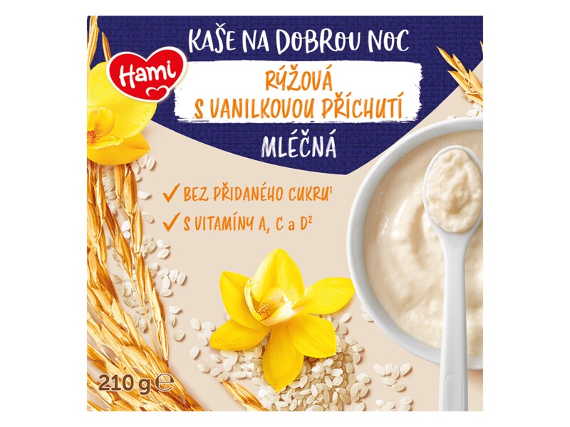 Hami Mléčná rýžová kaše na dobrou noc s vanilkou 210 g