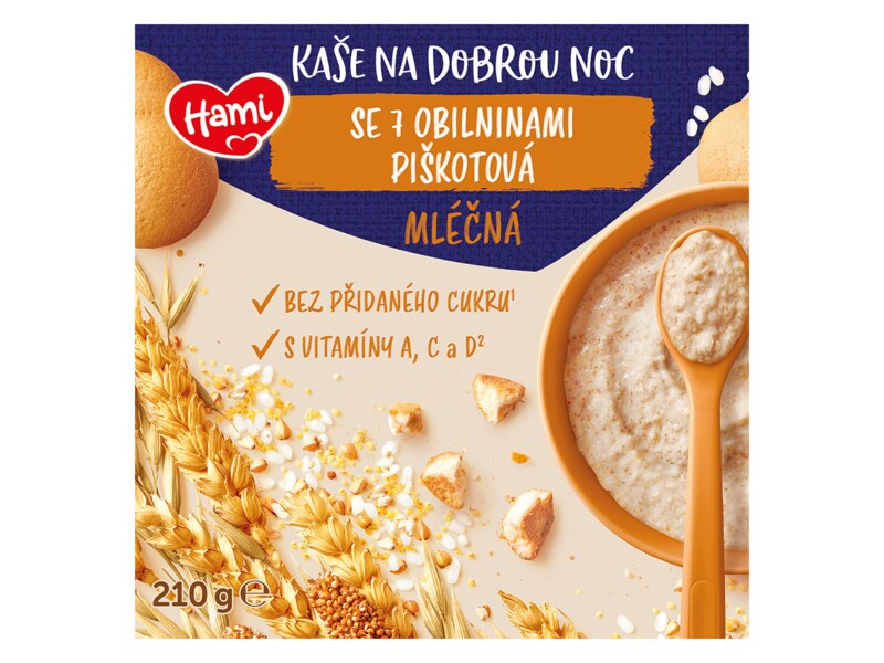 Hami Mléčná rýžová kaše na dobrou noc s piškotem 210 g