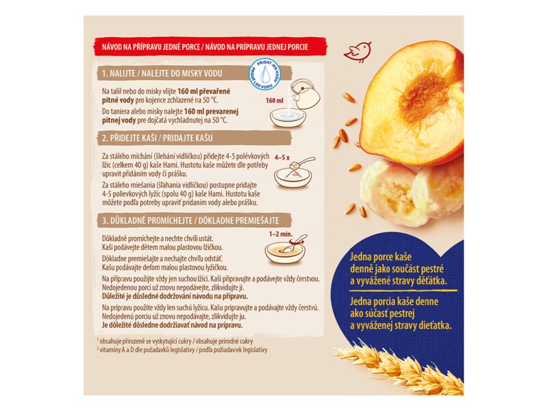 Hami Mléčná kaše na dobrou noc krupice s banánem a broskví 210 g