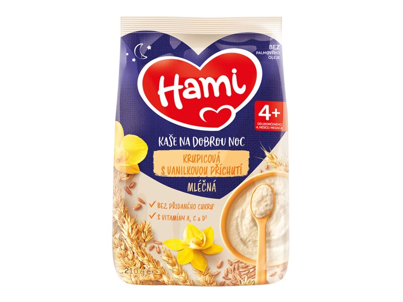 Hami Mléčná kaše na dobrou noc krupice s vanilkou 210 g