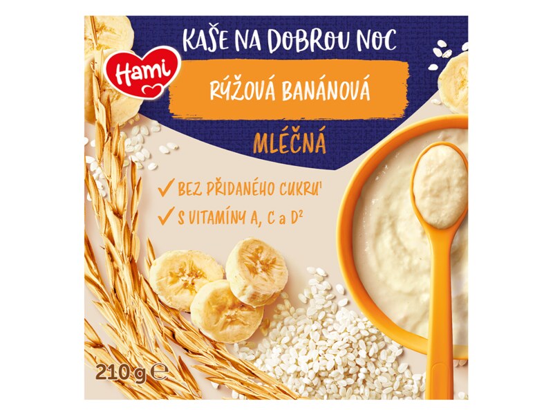 Hami Mléčná kaše na dobrou noc rýžová s banánem 210 g