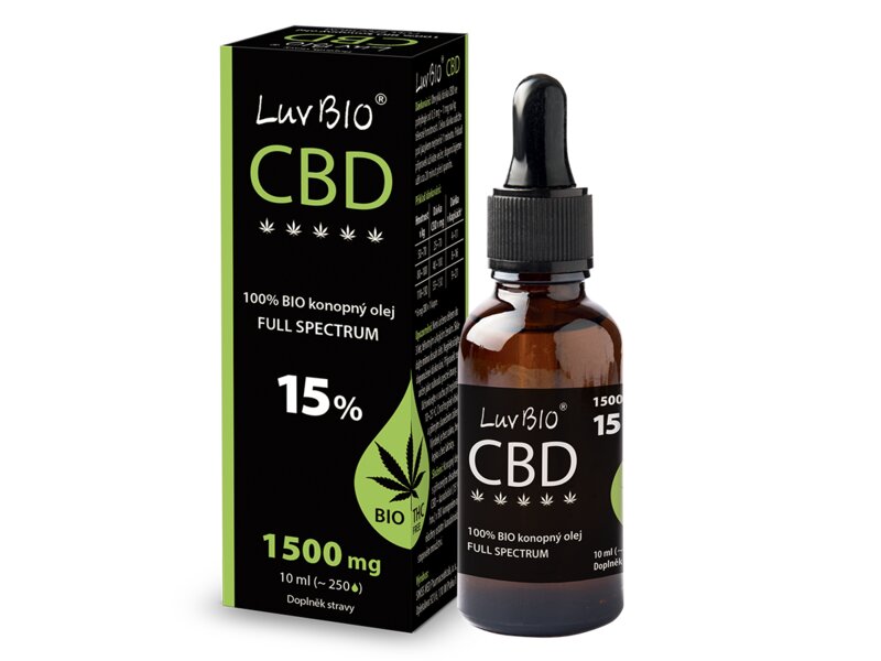 LuvBIO CBD 15 % BIO konopný olej 10 ml LuvBIO CBD 15 % BIO konopný olej 10 ml