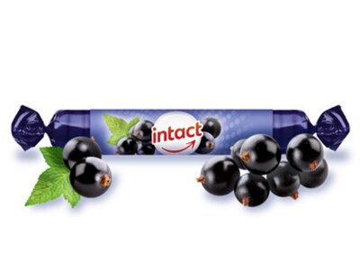 Intact Hroznový cukr s vitamínem C černý rybíz 16 ks Intact Hroznový cukr s vitamínem C černý rybíz 16 ks