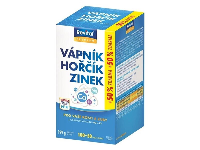 Vitar Vápník + hořčík + zinek + vitamín D3 + K1 100+50 tablet