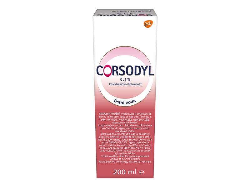 Corsodyl ústní voda 0,1 % 200 ml