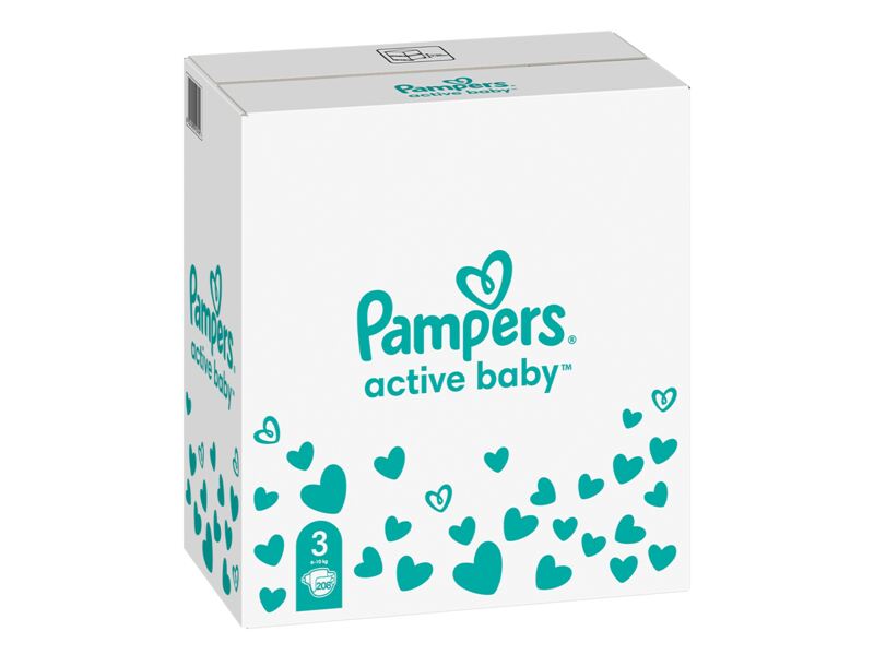 Pampers Active Baby plenky vel. 3 Midi (6 - 10 kg) měsíční balení 208 ks