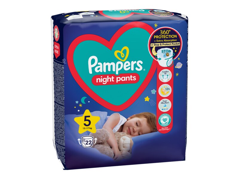 Pampers Pants Night plenkové kalhotky vel. 5 (12 - 17 kg) 22 ks