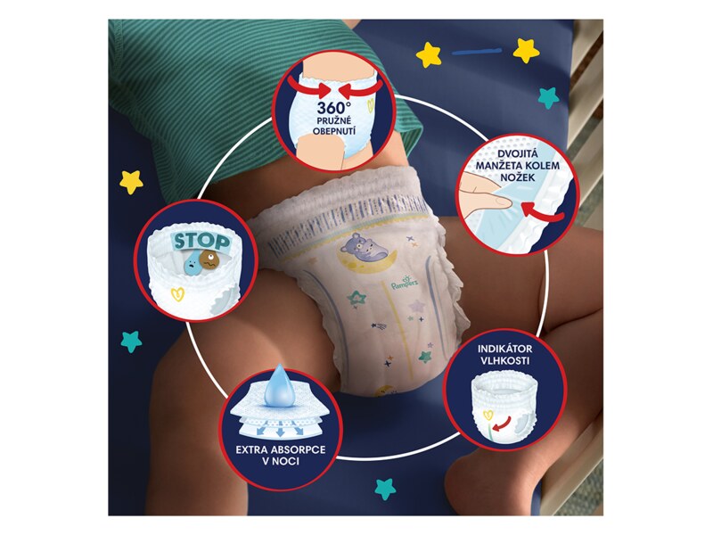 Pampers Pants Night plenkové kalhotky vel. 6 (15+ kg) 19 ks