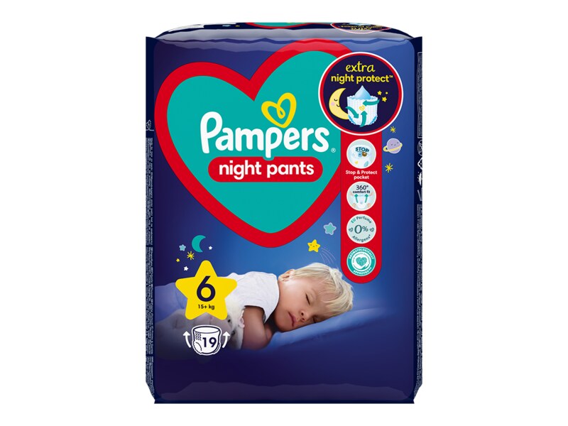 Pampers Pants Night plenkové kalhotky vel. 6 (15+ kg) 19 ks
