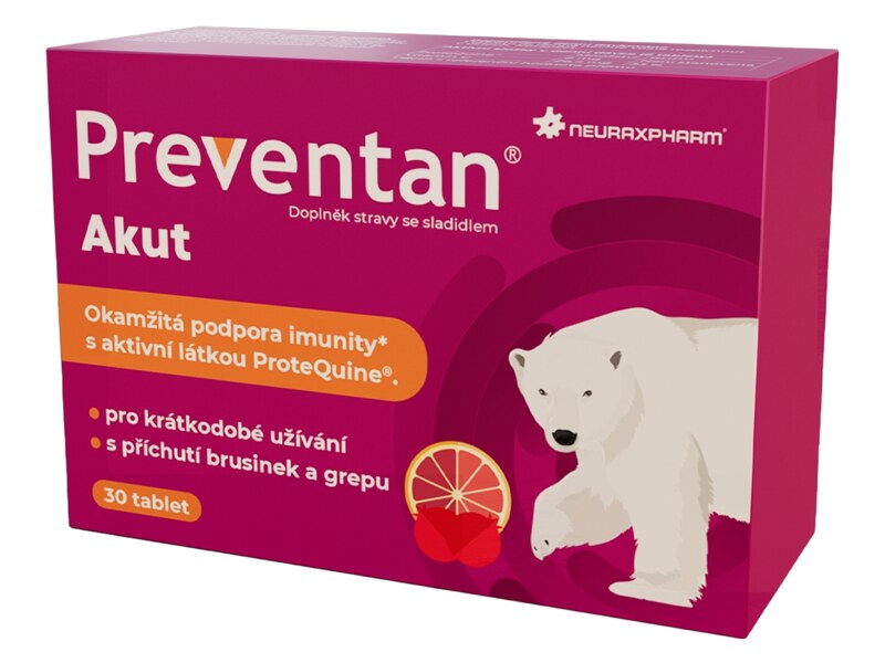 Preventan Akut s příchutí brusinek a grepu 30 tablet