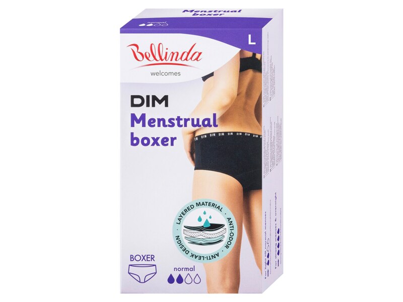 Bellinda Menstruační kalhotky boxerky normal velikost L černé 1 ks Bellinda Menstruační kalhotky boxerky normal velikost L černé 1 ks