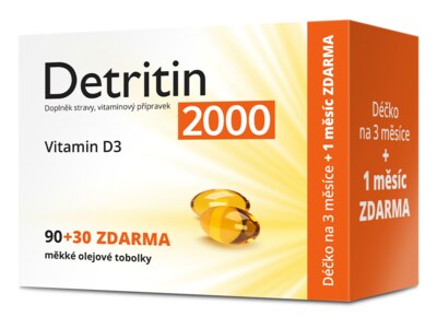 Detritin Vitamin D3 2000 IU 90+30 měkkých tobolek
