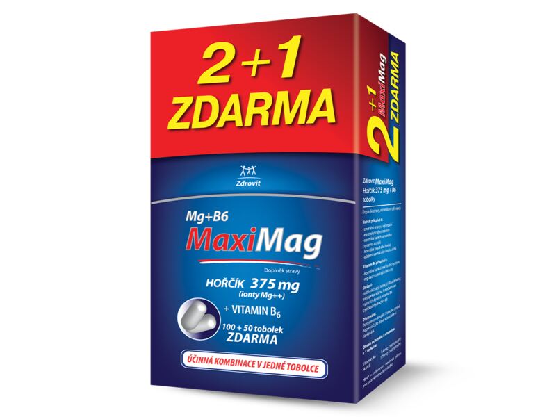 Zdrovit MaxiMag Hořčík 375 mg + B6 100+50 tobolek Dárkové balení