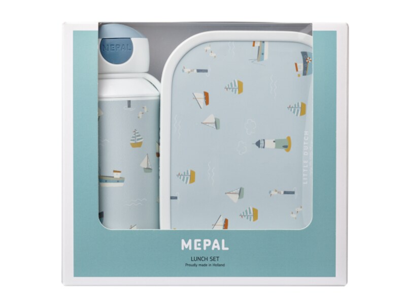 Little Dutch Svačinový set láhev 400 ml + box Námořnický záliv 